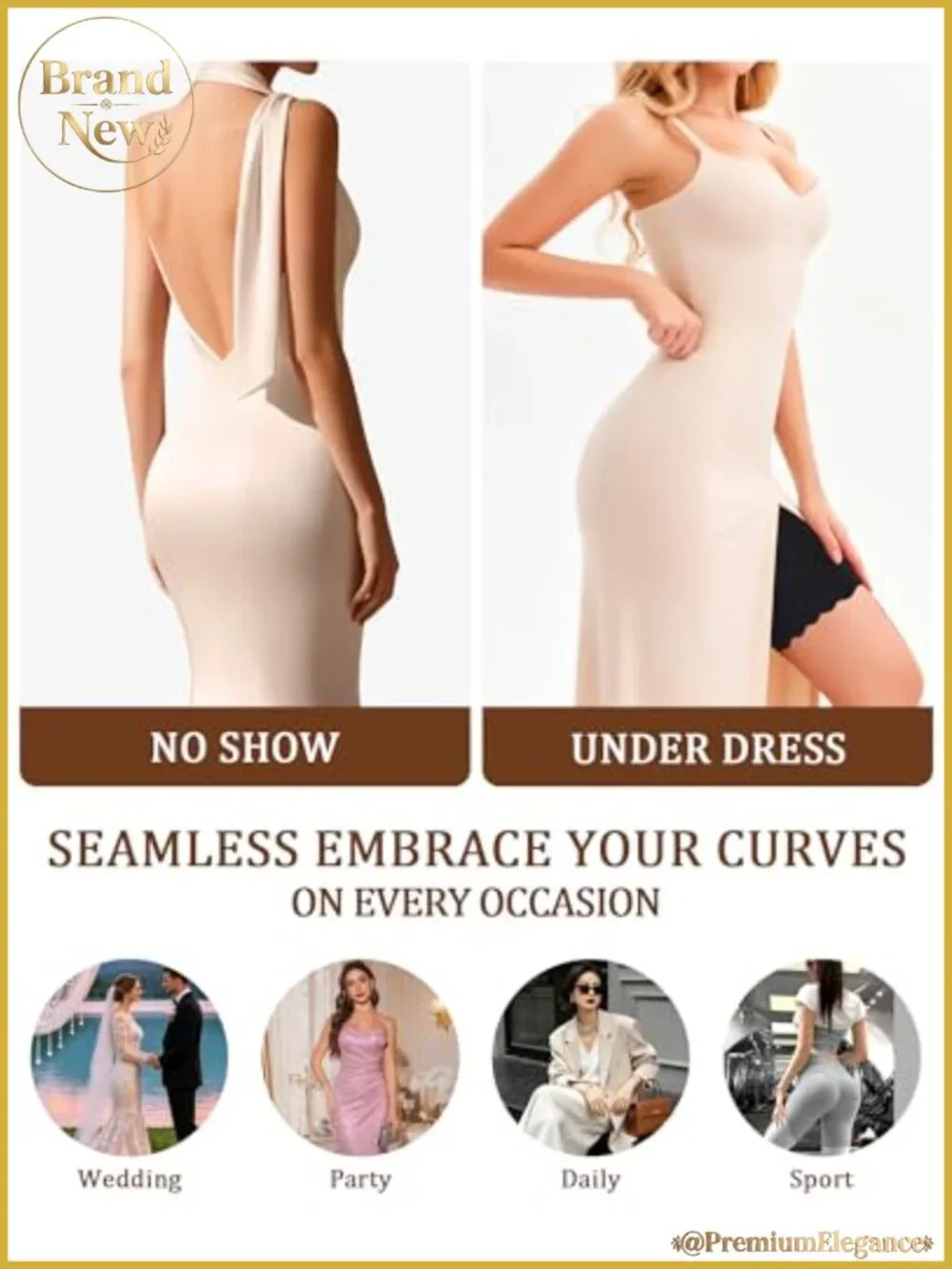 High Waisted Seamless Slip Shorts for Under Dresses Anti Chafing Boyshorts